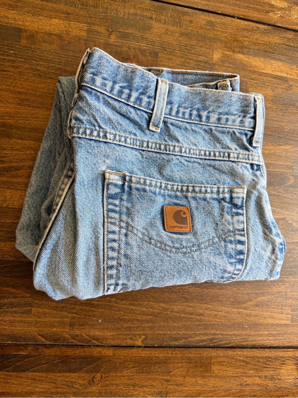 Carhartt B17 DST Relaxed Fit Tapered Leg Jeans 38x30 Light Wash Blue Denim READ*